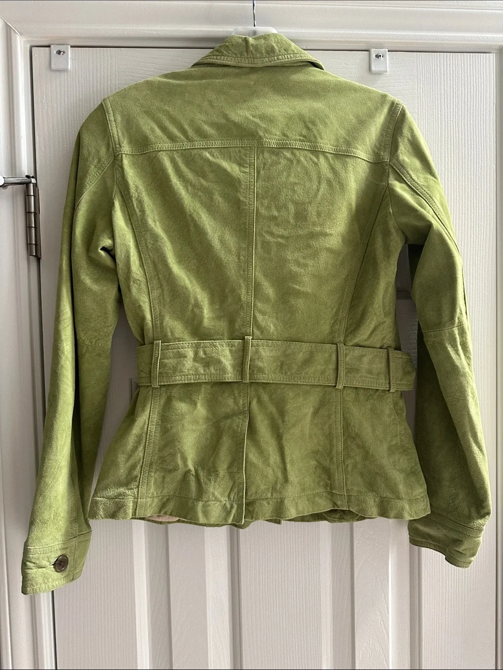 Eddie Bauer Vintage Seattle Suede Utility Safari Jacket Chartreuse Green Small